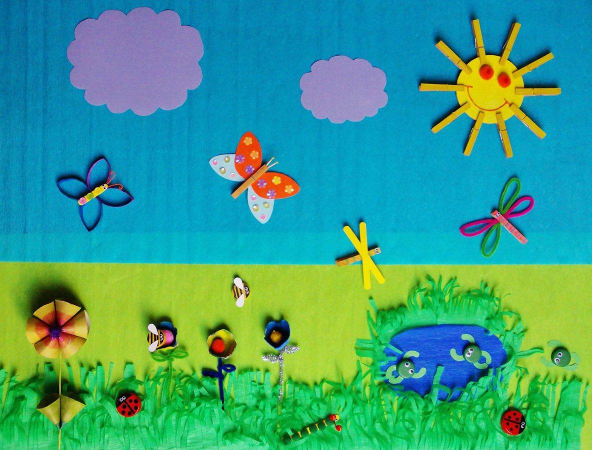 Prace plastyczne z dziećmi - wiosenne inspiracje - łąka