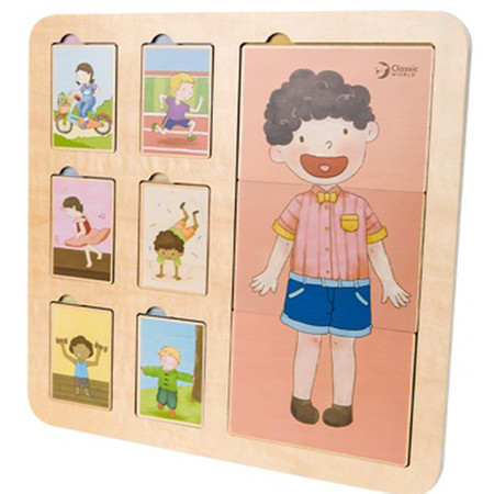 CLASSIC WORLD Tablica Edukacyjna Ciało Ludzkie Układanka Klocki Puzzle dla Dzieci Dopasuj 19 el.