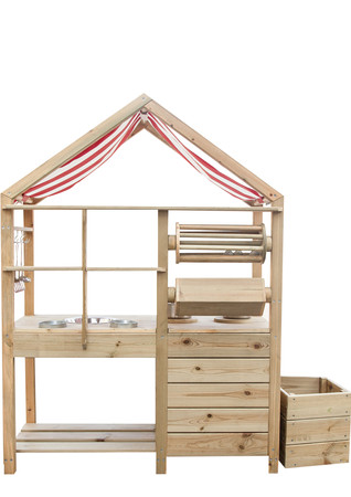 CLASSIC WORLD EDU Duża Drewniana Kuchnia z Daszkiem + Akcesoria