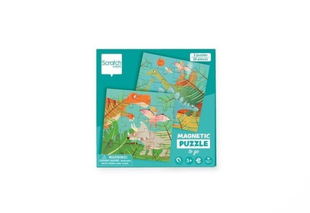 Scratch, Puzzle magnetyczne - książka podróżna Dino 2 obrazki 40 elem.