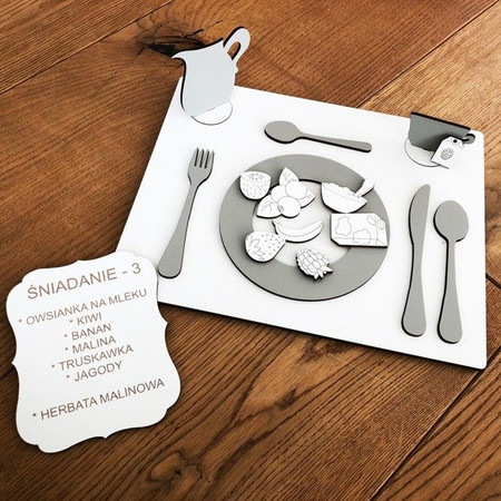 Drewniana układanka edukacyjna Wiem co jem