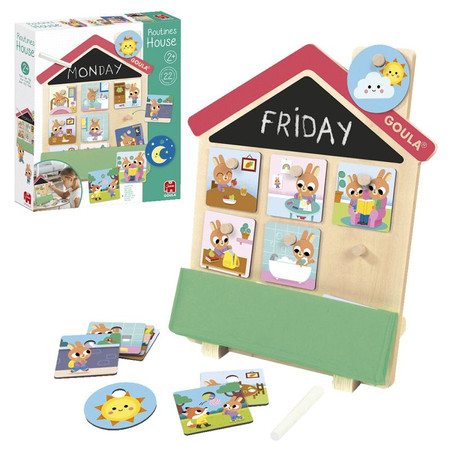 Drewniana tablica rutyny - Obrazkowy plan dnia dla dzieci Goula