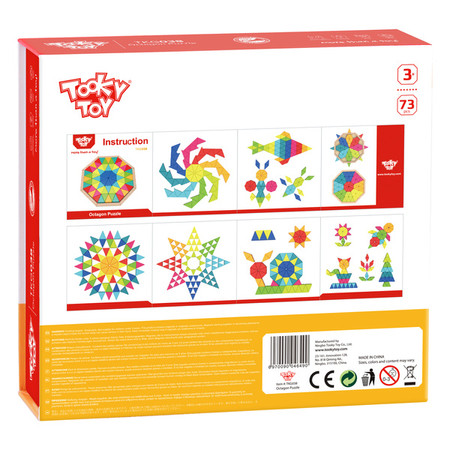 TOOKY TOY  Puzzle Ośmiokątne Drewniana Mozaika Edukacyjna (73el.)