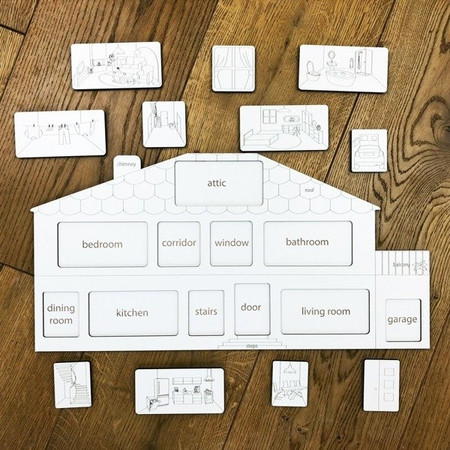 Drewniana układanka House do nauki angielskiego