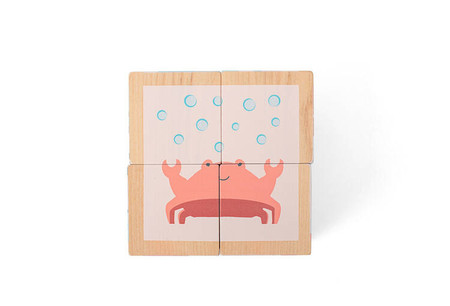 BS Toys, 4 drewniane klocki/puzzle Zwierzęta Arktyki