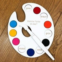 Drewniana układanka Farbe Palette do nauki nazw kolorów w języku francuskim