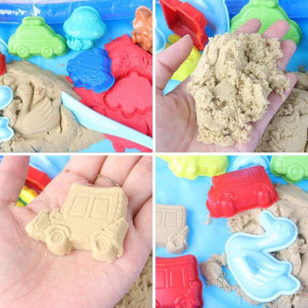 WOOPIE Piasek Kinetyczny 0,8 kg Zestaw w Koszyku z Foremkami +  /