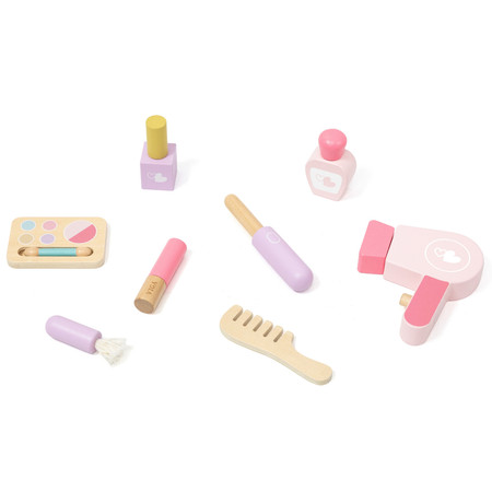 VIGA Duża Toaletka Drewniana Biało-Różowa z Lustrem i Krzesełkiem