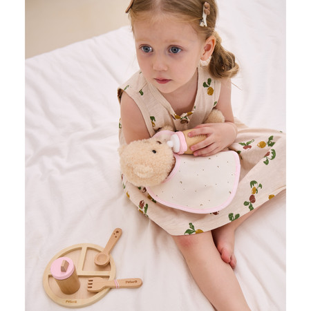 VIGA PolarB Drewniany Zestaw do Karmienia Lalki Torba - z Butelką i Śliniaczkiem