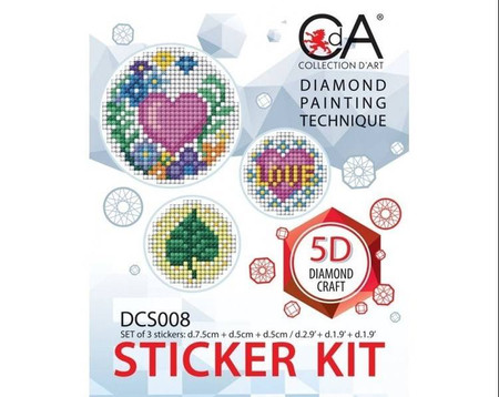 Diamentowa Mozaika 3 naklejki Serce