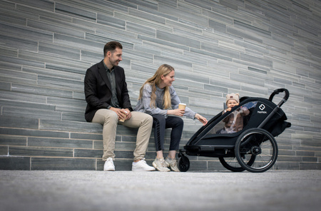 Hamax - Przyczepka rowerowa BREEZE z zestawem do biegania, podwójna - Black