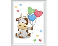 Diamentowa Mozaika 12x17 Krowa Balonik