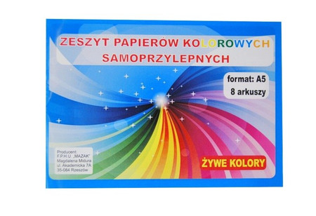 Zeszyt papierów kolorowych samoprzylepny A5 8k