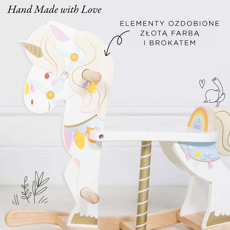 Drewniany jednorożec konik na biegunach, zabawka dla dzieci koń, Le Toy Van