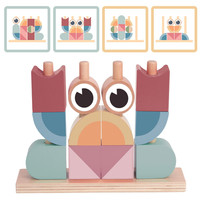 TOOKY TOY Drewniana układanka sześcienna Krab Pastelowy