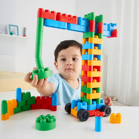 Klocki konstrukcyjne, Zestaw kreatywny Pojazdy budowlane, 80 el., 18m+, PolyM