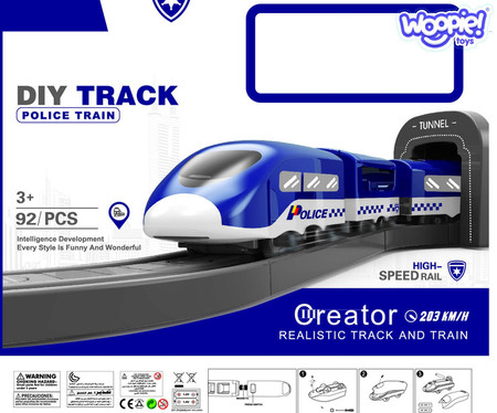WOOPIE Kolejka  Elektryczna Tor samochodowy Komisariat Policji Helikopter Auta 92 el.
