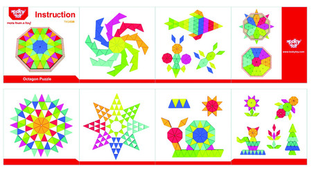 TOOKY TOY  Puzzle Ośmiokątne Drewniana Mozaika Edukacyjna (73el.)