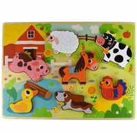 Tooky Toy Drewniane Puzzle Zwierzątka Farma Dopasuj Kształty