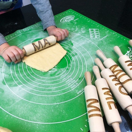 Drewniane mini wałki do ciasta z sylabami (Ma, Me, Mi, Mo, Mu, My, Mó)