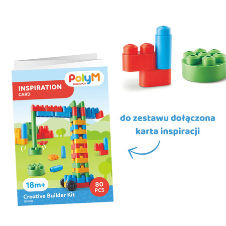 Klocki konstrukcyjne, Zestaw kreatywny Pojazdy budowlane, 80 el., 18m+, PolyM