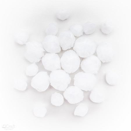 Pompony białe 24 sztuki mix rozmiarów