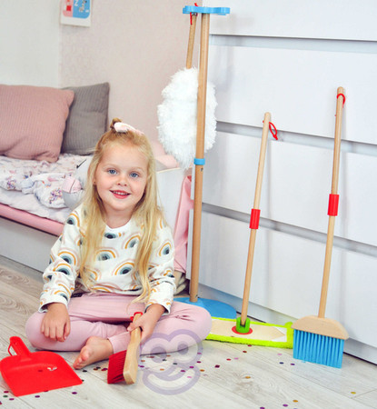TOOKY TOY Drewniany Zestaw do Sprzątania dla Dzieci 6 el.