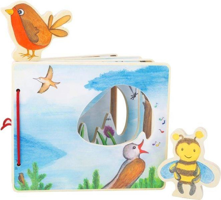 Drewniana książka dla dzieci z figurkami Ptaszek i pszczoła 11217-Small Foot Design, zabawki edukacyjne