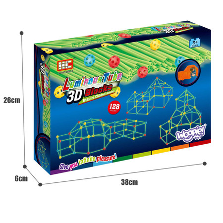 WOOPIE Duże Patyczki Konstrukcyjne Namiot Słomki Rurki Świecące w Ciemności 128 el.