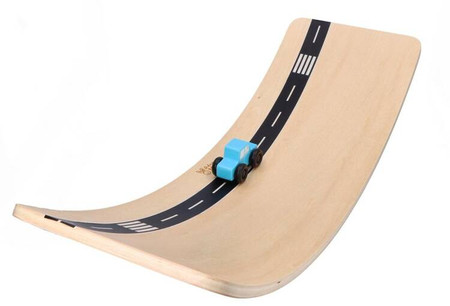 Balansująca deska półksiężyc z autkiem i naklejaną drogą - do 80kg