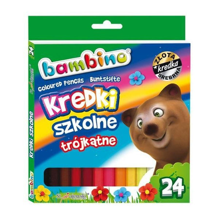 Kredki ołówkowe 24 kolory trójkątne Bambino