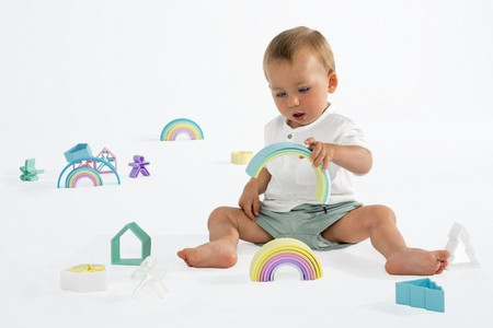 DENA Silikonowa Duża Tęcza Pastel - 12 elementów