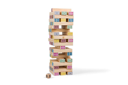 BS Toys, drewniana gra wieża numerów z kostką