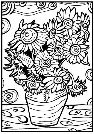 Kolorowanka Welwetowa 29,7x21 Van Gogh Słoneczniki w Wazie