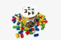 Klocki drewniane w wiaderku z sorterem 100 szt