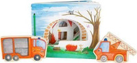Drewniana książka dla dzieci z figurkami Straż pożarna 12040-SFD-Small Foot Design, zabawki edukacyjne