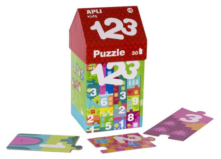 Puzzle w kartonowym domku 30 el. Apli Kids - Cyfry 3+