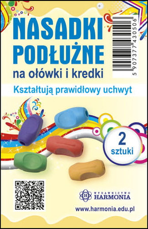 Nasadki podłużne na ołówki i kredki kształtują prawidłowy uchwyt 2 sztuki