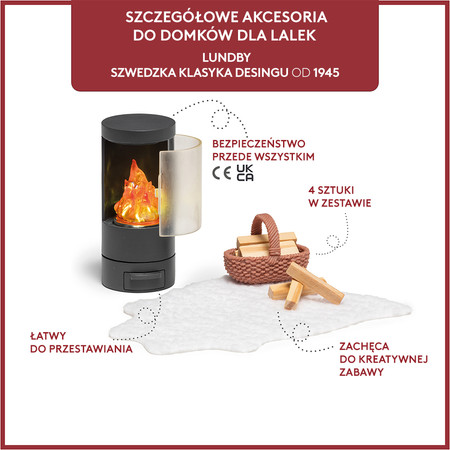Wyposażenie domku dla lalek kominek zestaw, zabawka dla dzieci salon Lundby