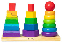 Geometryczna układanka drewniana na palikach pierścienie ośmiokąty prostokąty 21el Melissa & Doug 10567 drewniana zabawka edukacyjna