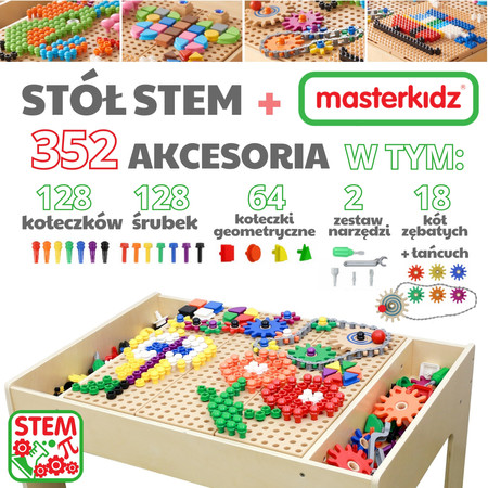 MASTERKIDZ Drewniany Stół Edukacyjny Stolik Top STEM WALL