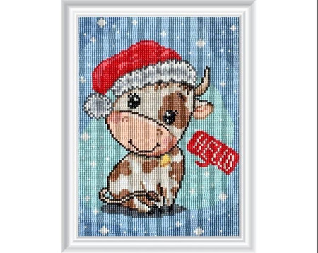 Diamentowa Mozaika 20x29 Krowa Mikołaj