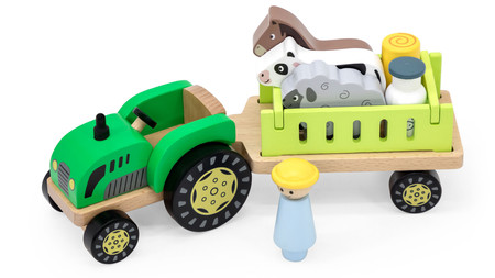 VIGA Traktor Drewniany Zwięrzatka Farma Zagroda