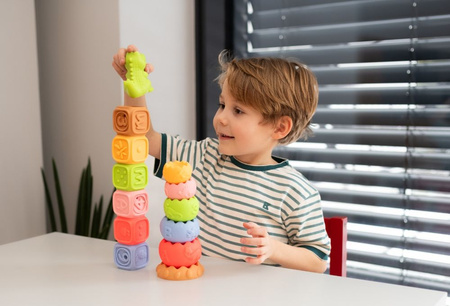 Zestaw sensoryczny Klocki i Piramida 13 el. Tullo