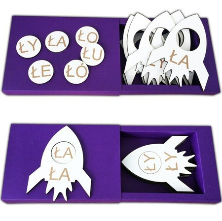 Układanka Dopasowywanie sylab z Ł - Rakieta i okienko