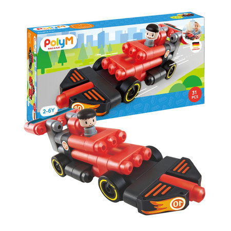 Klocki konstrukcyjne, Samochód wyścigowy, 31 el., 2+, PolyM