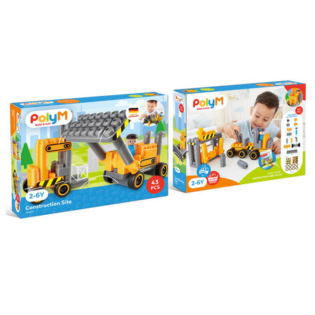 Klocki konstrukcyjne, Plac budowy, 43 el., 2+, PolyM