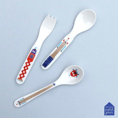 Łyżka melaminowa dla dzieci, seria Roboty | Maison Petit Jour®