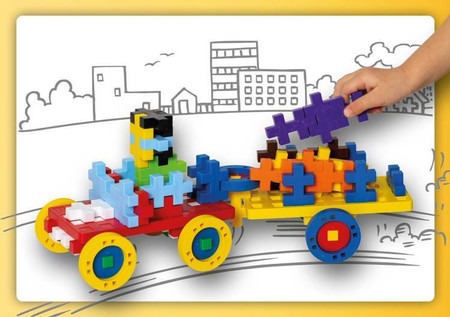 Plus-Plus Midi Basic - Make & GO! - 70 szt. Auto z przyczepą