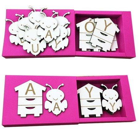 Układanka do nauki samogłosek - Pszczółki I Ule (Duże Litery)